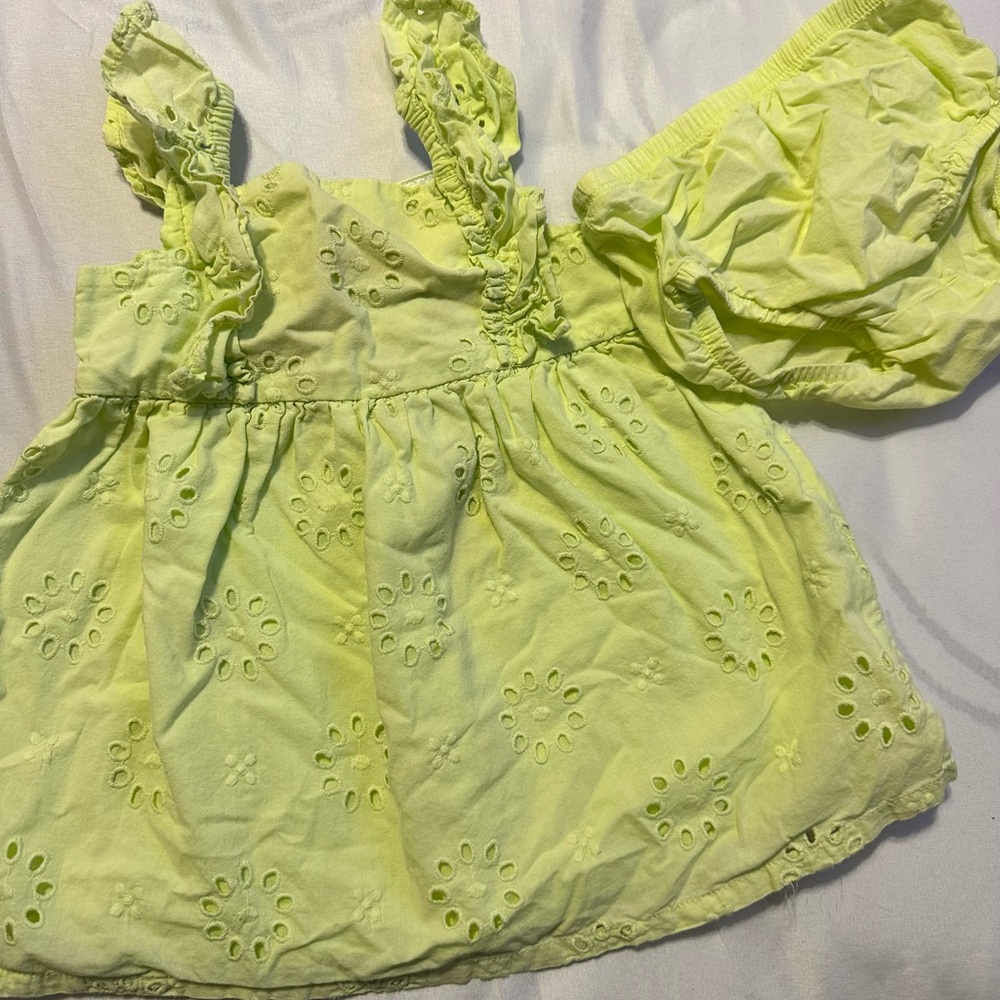 Kids Yellow Eyelet Top and Bloomers Set